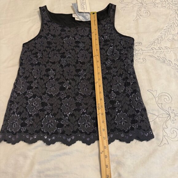 Willi Smith Y2K Babydoll Lace Top L Sleeveless Whimsigoth Fairy Grunge Black 90s - Picture 7 of 8